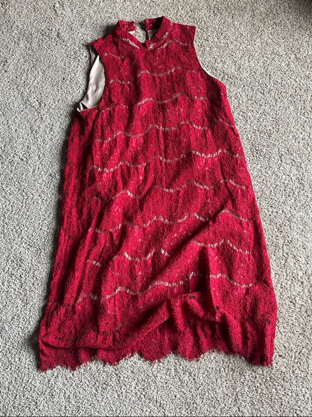 love, Fire Red Lace Mini Dress